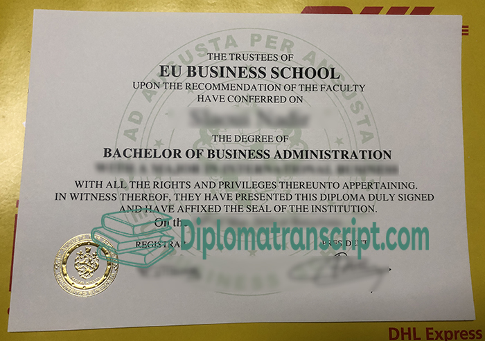 EU Business School degree certificate