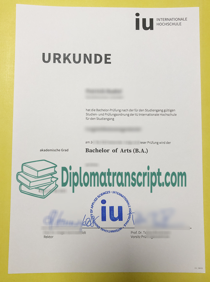 IU Internationale Hochschule Urkunde