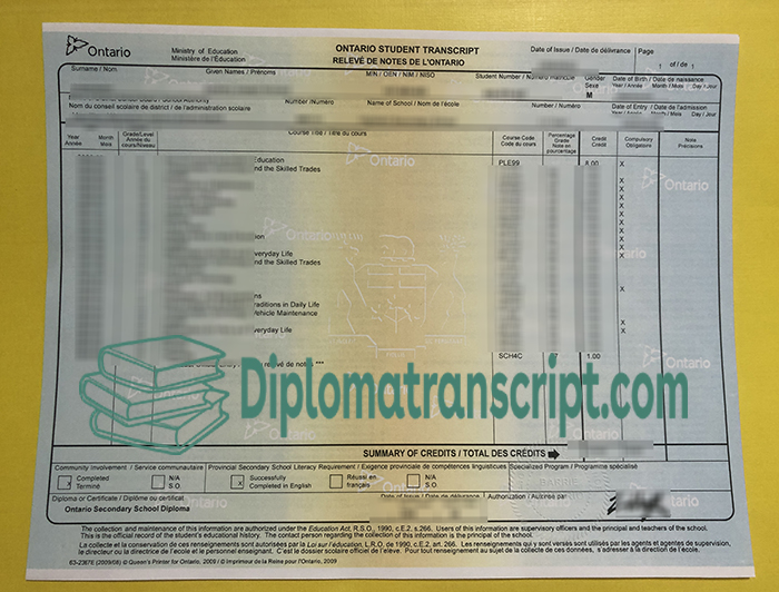 Ontario Student Transcript