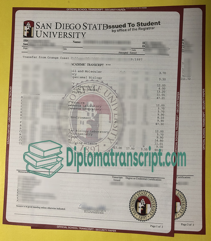 SDSU transcript