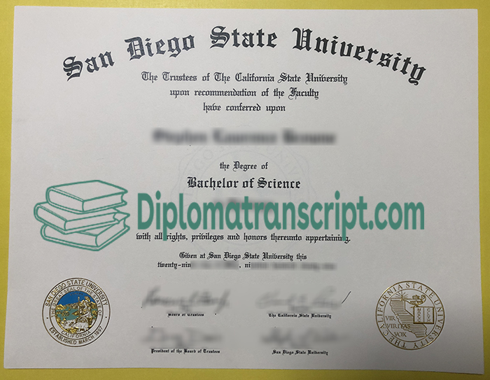 San Diego State University (SDSU) diploma