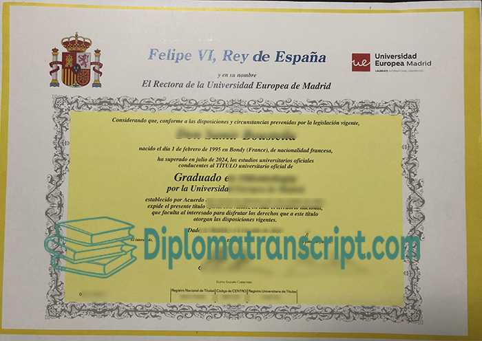 Universidad Europea de Madrid diploma