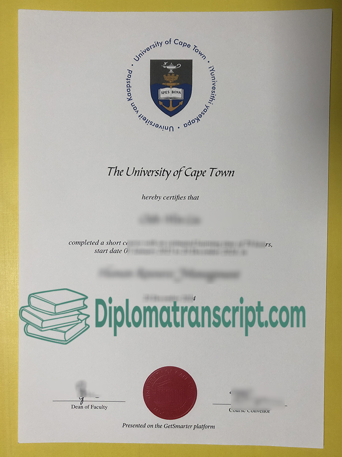 University of Cape Town certificate