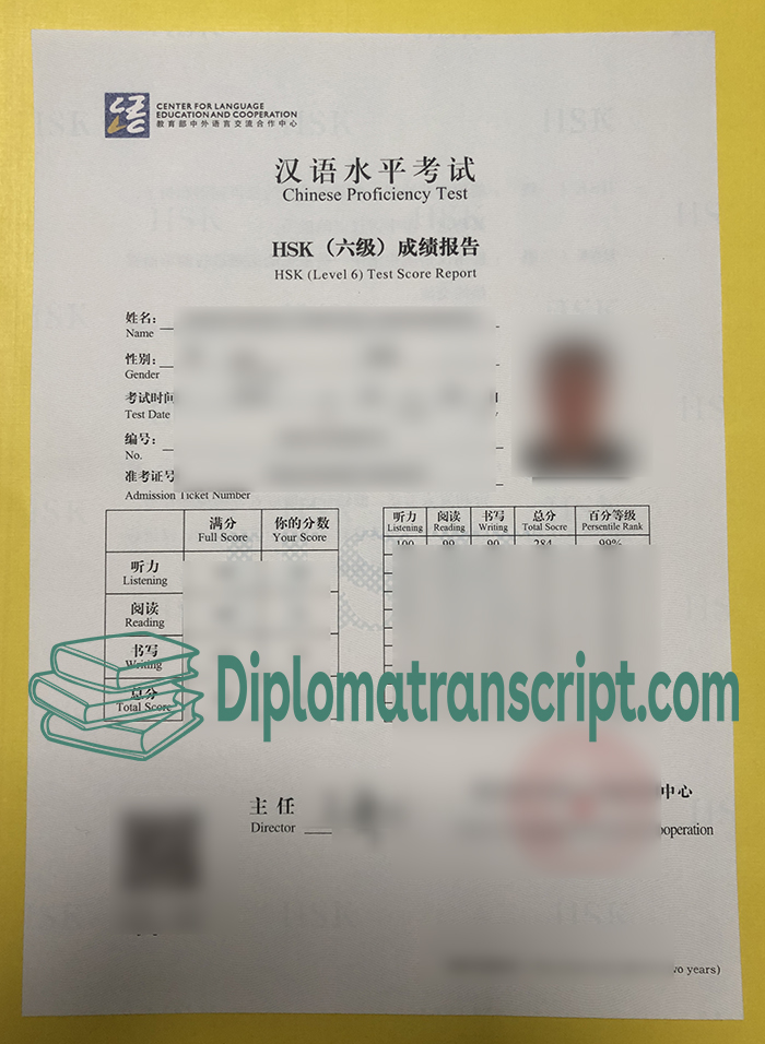 HSK Level 6 Test Score Report