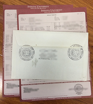 Indiana University Transcripts and envelope sample