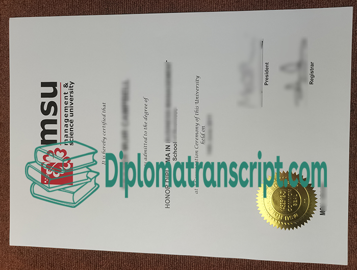 Management & Science University diploma sample