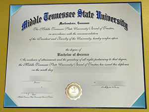 Middle Tennessee State University diploma sample