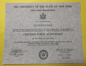 New York CPA certificate sample