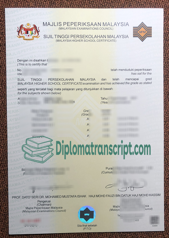 STPM certificate