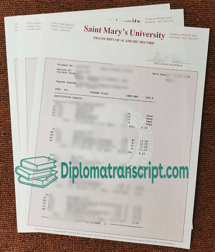 Saint Mary's University transcript