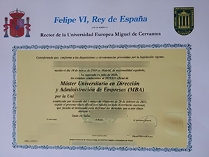 Universidad Europea Miguel de Cervantes diploma sample