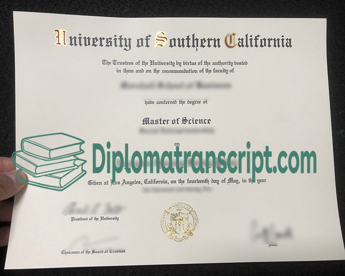 University of Southern California diploma, USC MSc degree