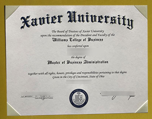 Xavier University degree certificate