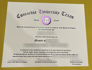 Concordia University Texas diploma sample