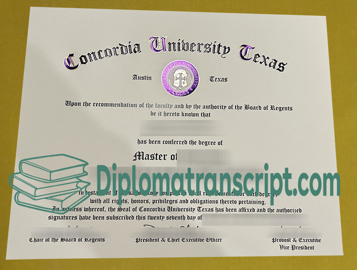 Concordia University Texas diploma