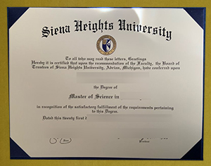 Siena Heights University Diploma