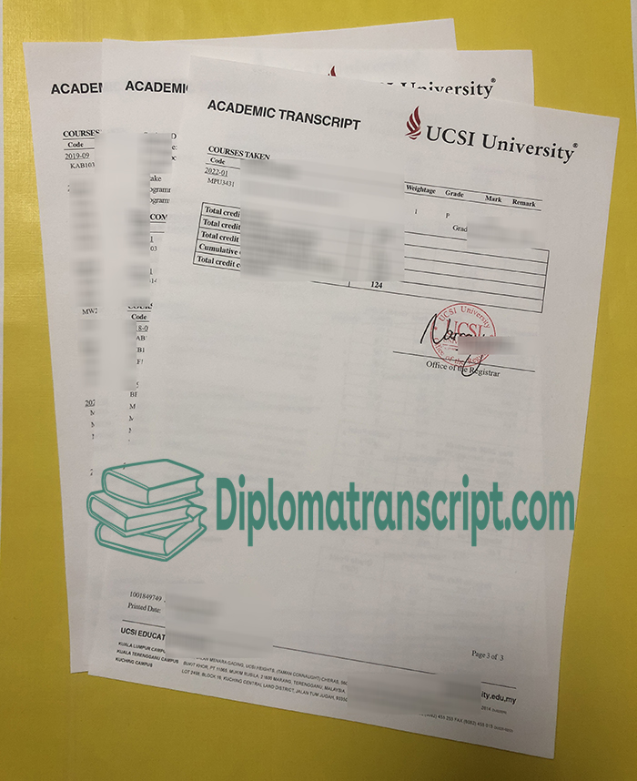 UCSI University transcript