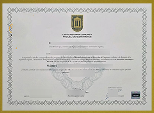 Universidad Europea Miguel de Cervantes (UEMC) diploma sample