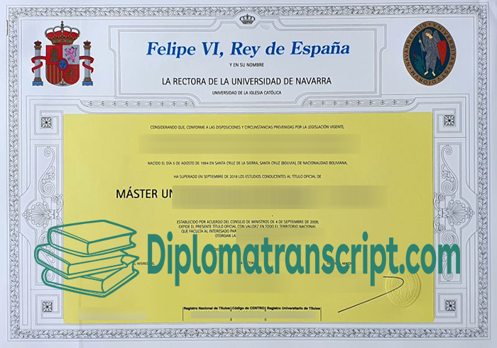 Universidad de Navarra diploma