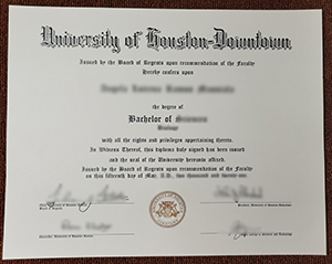 University of Houston–Downtown diploma certificate