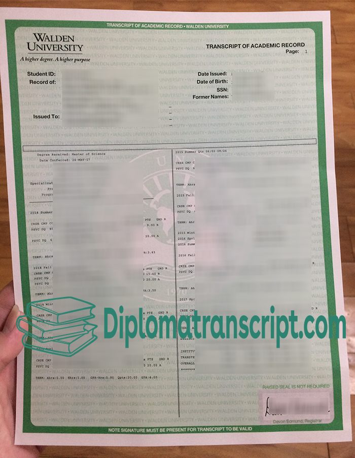 Walden University transcript