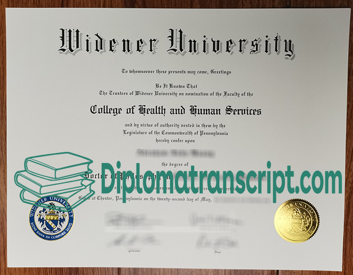 Widener University diploma