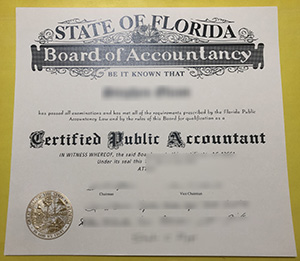 Florida CPA Certificate sample