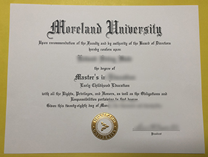 Moreland University diploma sample