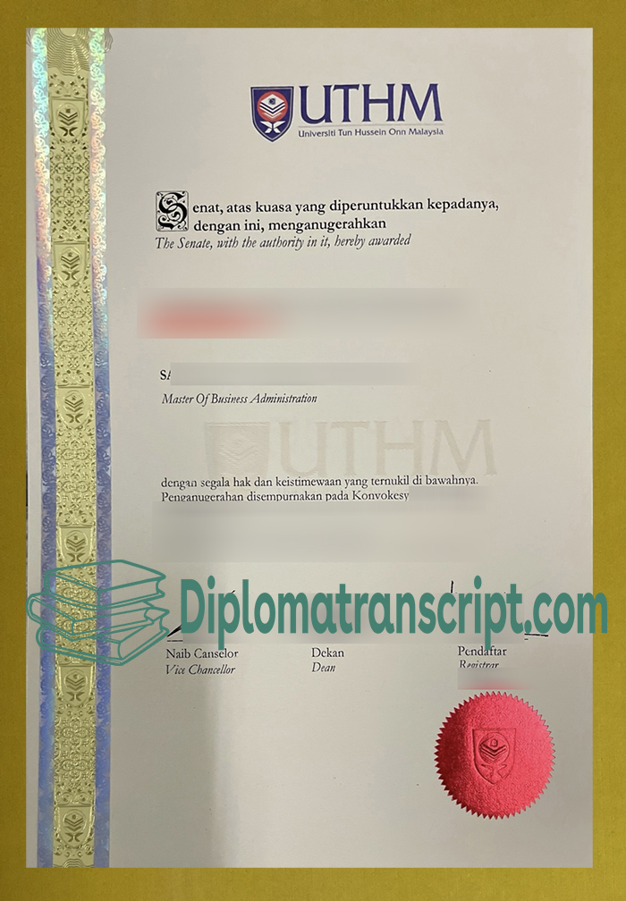 UTHM degree certificate