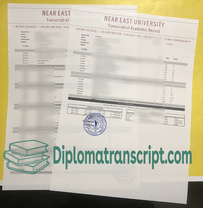 Near East University transcript