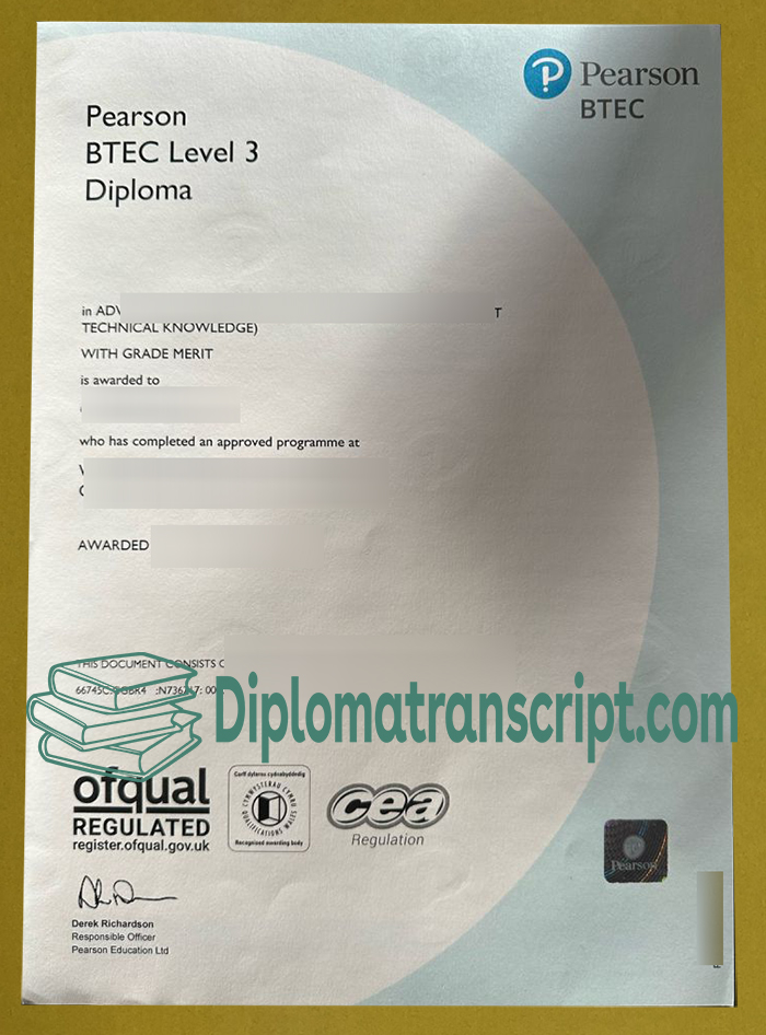 Pearson BTEC Level 3 diploma sample