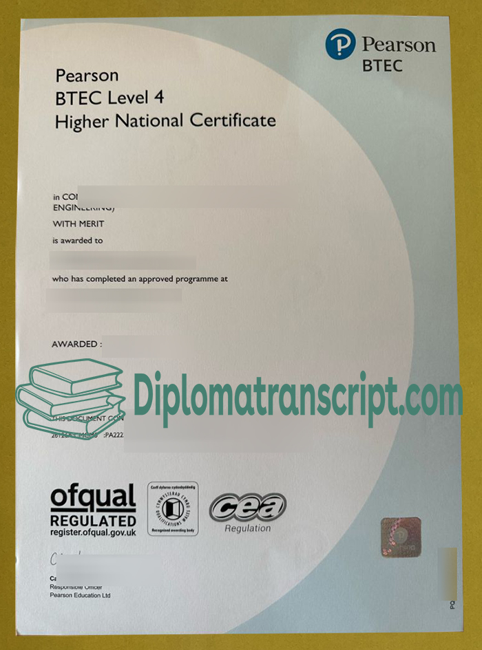 Pearson BTEC Level 4 Higher National Certificate