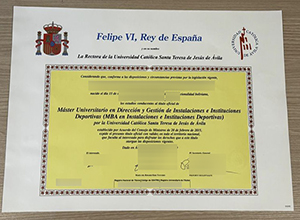 Universidad Católica de Ávila diploma certificate