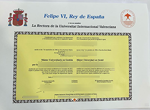 Universidad Internacional de Valencia diploma certificate