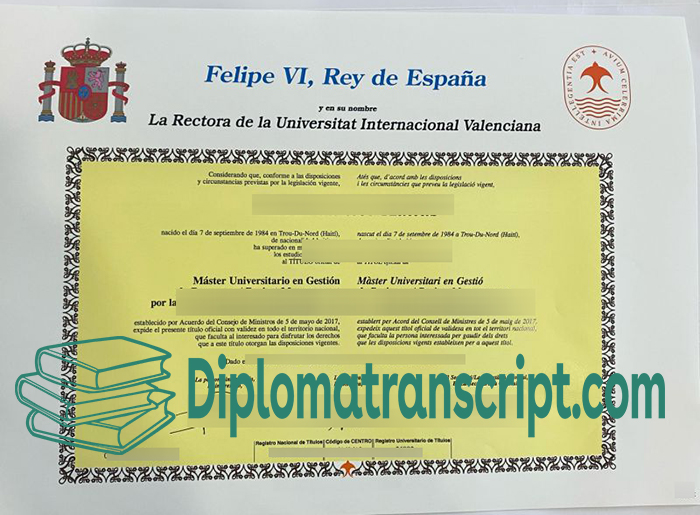 Universidad Internacional de Valencia diploma