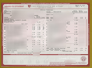 University of Utah transcript sample