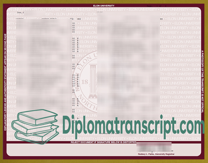 Elon University transcript