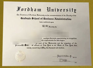 Fordham University diploma certificate