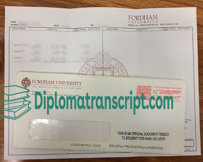 Fordham University transcript