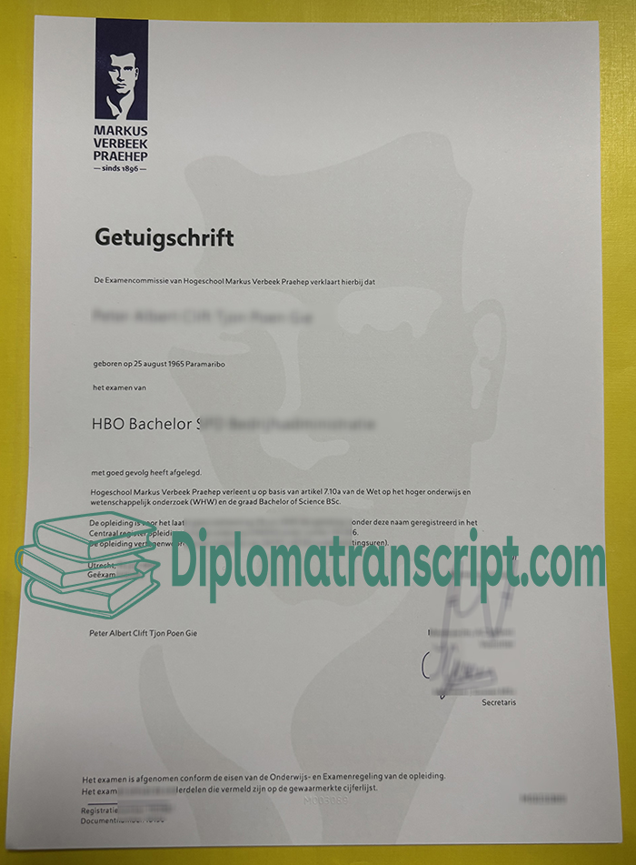 Markus Verbeek Praehep Getuigschrift