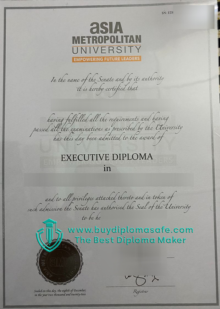 Asia Metropolitan University diploma