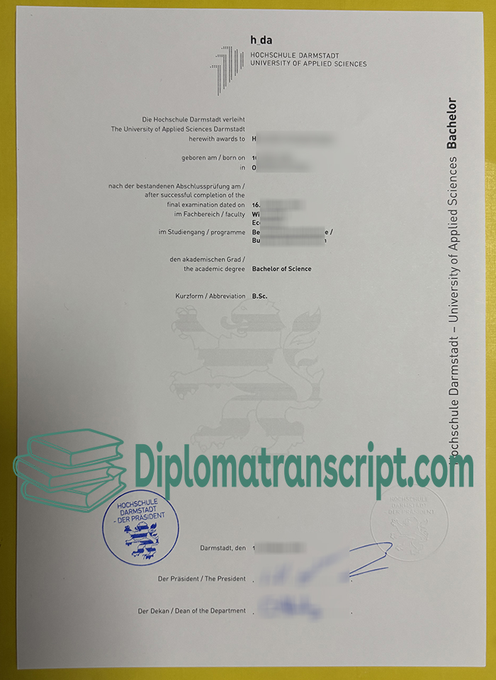 Hochschule Darmstadt Urkunde Hochschule Darmstadt Urkunde