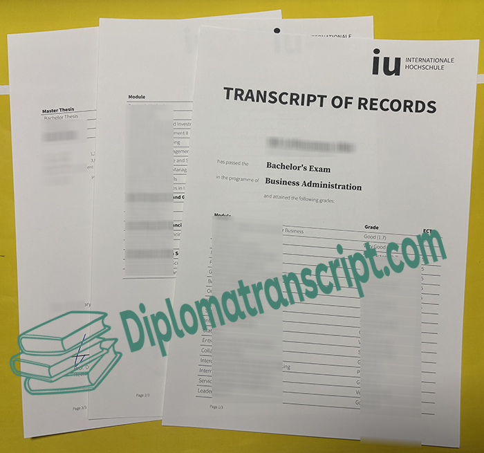 IU Internationale Hochschule transcript of record