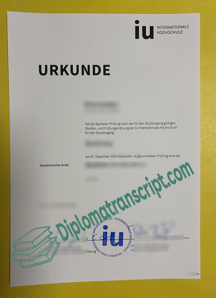 IU Internationale Hochschule urkunde