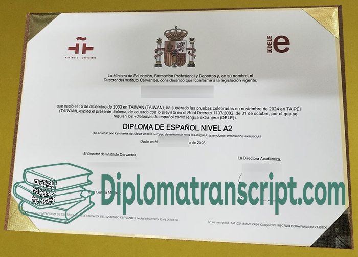 Spanish A2 Dele Certificate Spanish A2 Dele Certificate