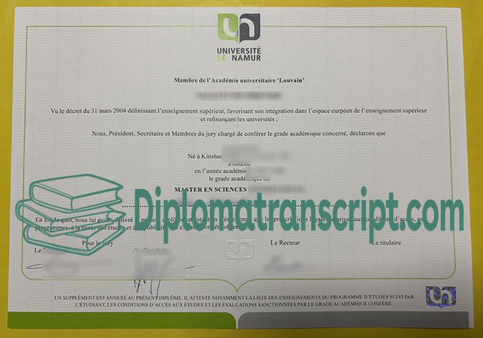UNamur diploma UNamur diploma