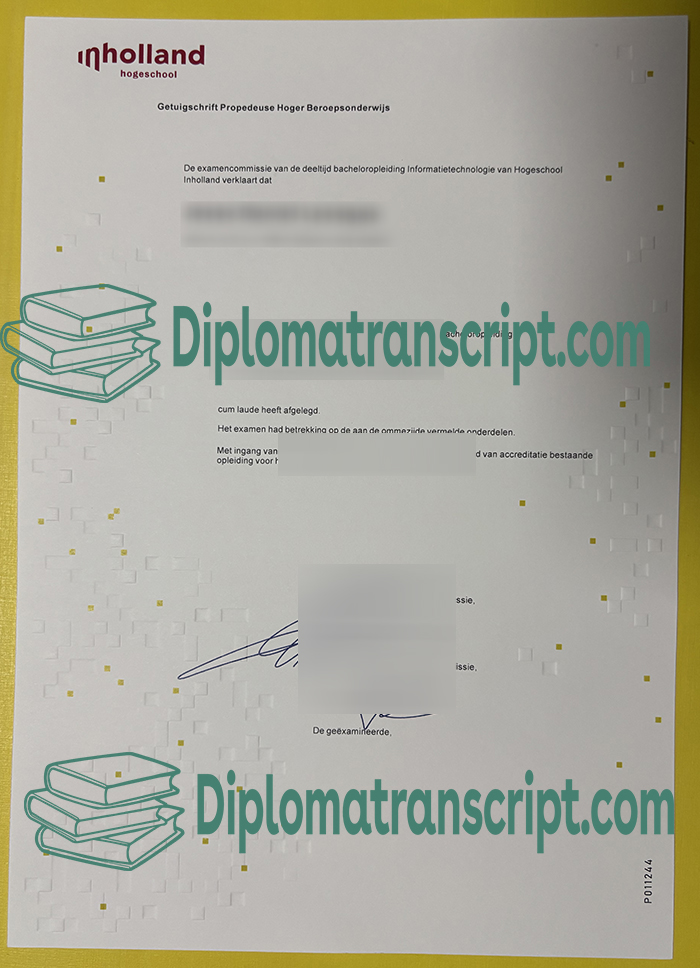 Hogeschool Inholland getuigschrift Hogeschool Inholland getuigschrift