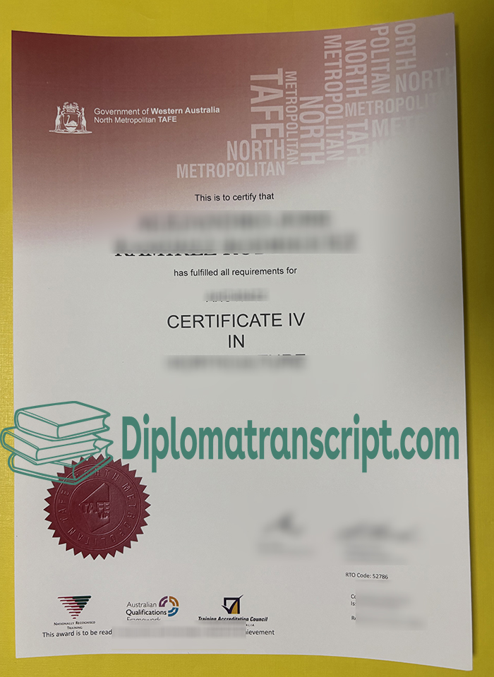 North Metropolitan TAFE certificate North Metropolitan TAFE certificate