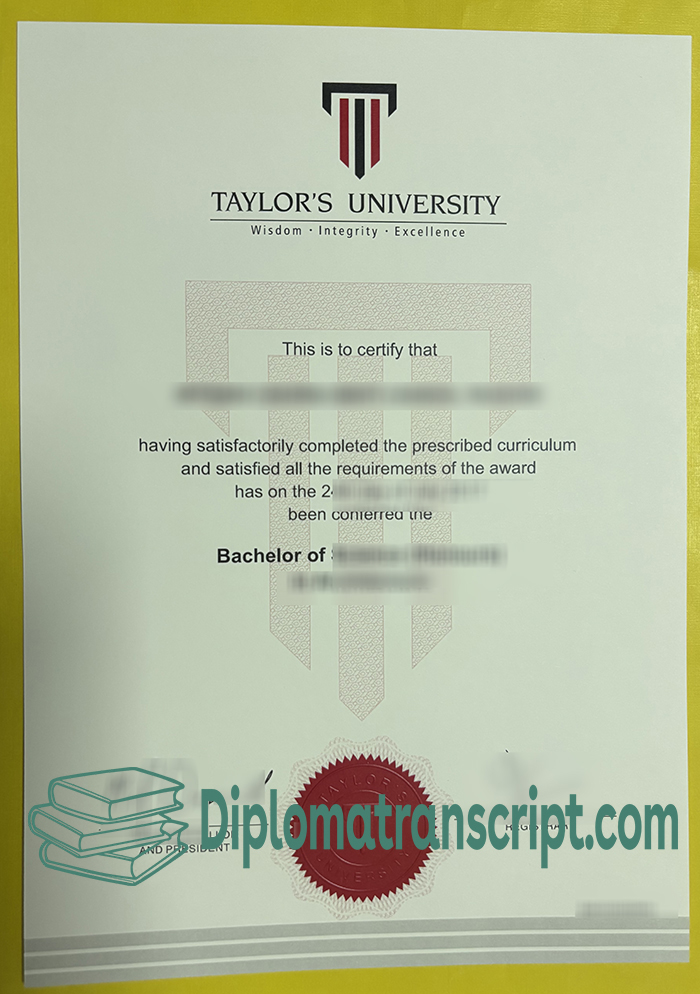 Taylor's University diploma
